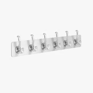 Heavy-Duty Self Adhesive Wall Hooks (6 Hooks Strip) – No Drill Multipurpose Wall Hanger for Kitchen, Bathroom & Home Organization