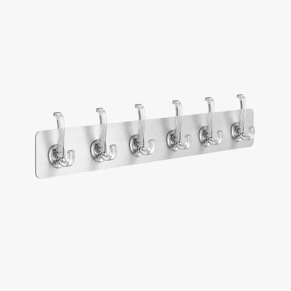 Heavy-Duty Self Adhesive Wall Hooks (6 Hooks Strip) – No Drill Multipurpose Wall Hanger for Kitchen, Bathroom & Home Organization