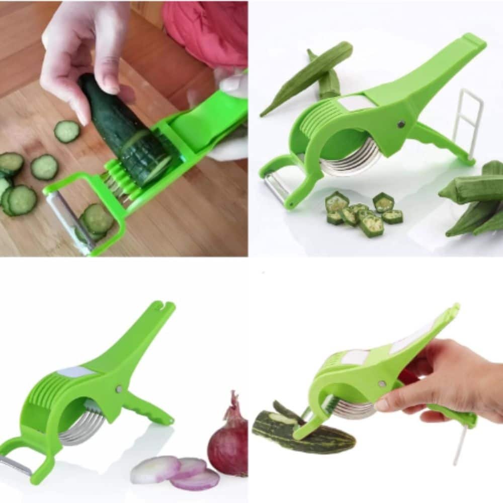 Multi-Function Vegetable Cutter & Peeler | Stainless Steel Multi-Blade Vegetable Slicer for Potato, Onion, Tomato, Carrot, Cucumber & Fruits | Kitchen Hand Cutter