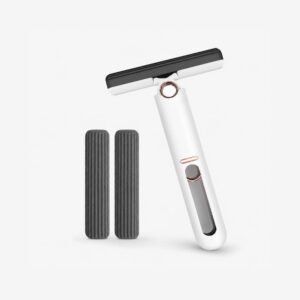 Mini Handheld Sponge Water Wiper | Rotating Glass Cleaning Squeegee with Super Absorbent PVA Sponge | Multipurpose Window, Mirror, Kitchen Counter & Bathroom Cleaning Tool with Extra Sponge Refill