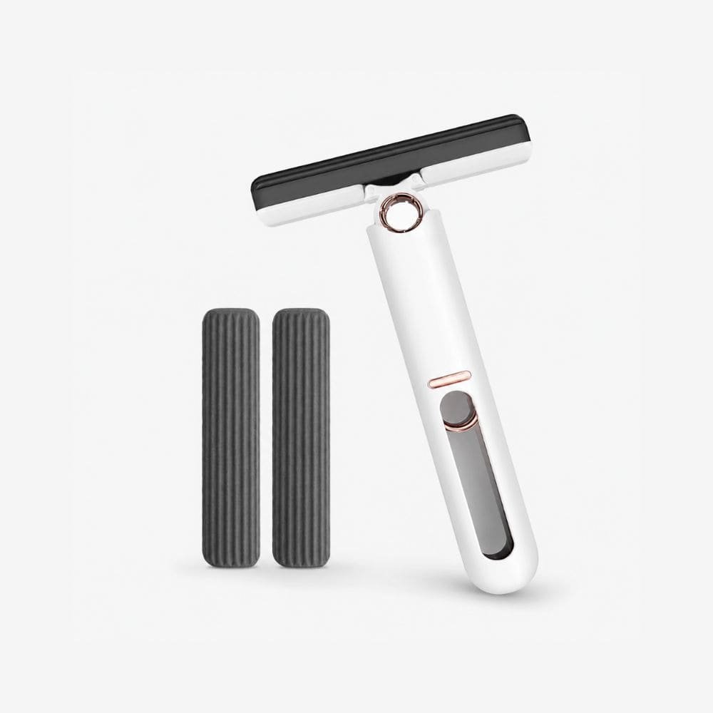 Mini Handheld Sponge Water Wiper | Rotating Glass Cleaning Squeegee with Super Absorbent PVA Sponge | Multipurpose Window, Mirror, Kitchen Counter & Bathroom Cleaning Tool with Extra Sponge Refill