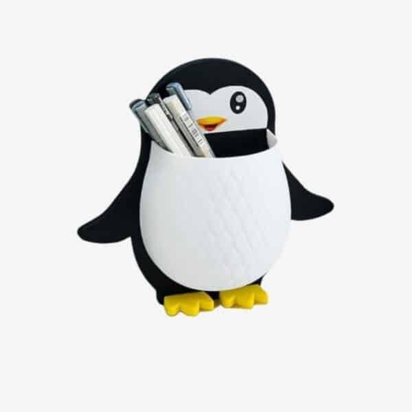 Penguin Shape Self-Adhesive Wall Mounted Toothbrush Holder | Multipurpose Bathroom Storage Organizer | No Drill Toothpaste & Brush Holder for Bathroom, Kitchen & Kids Room
